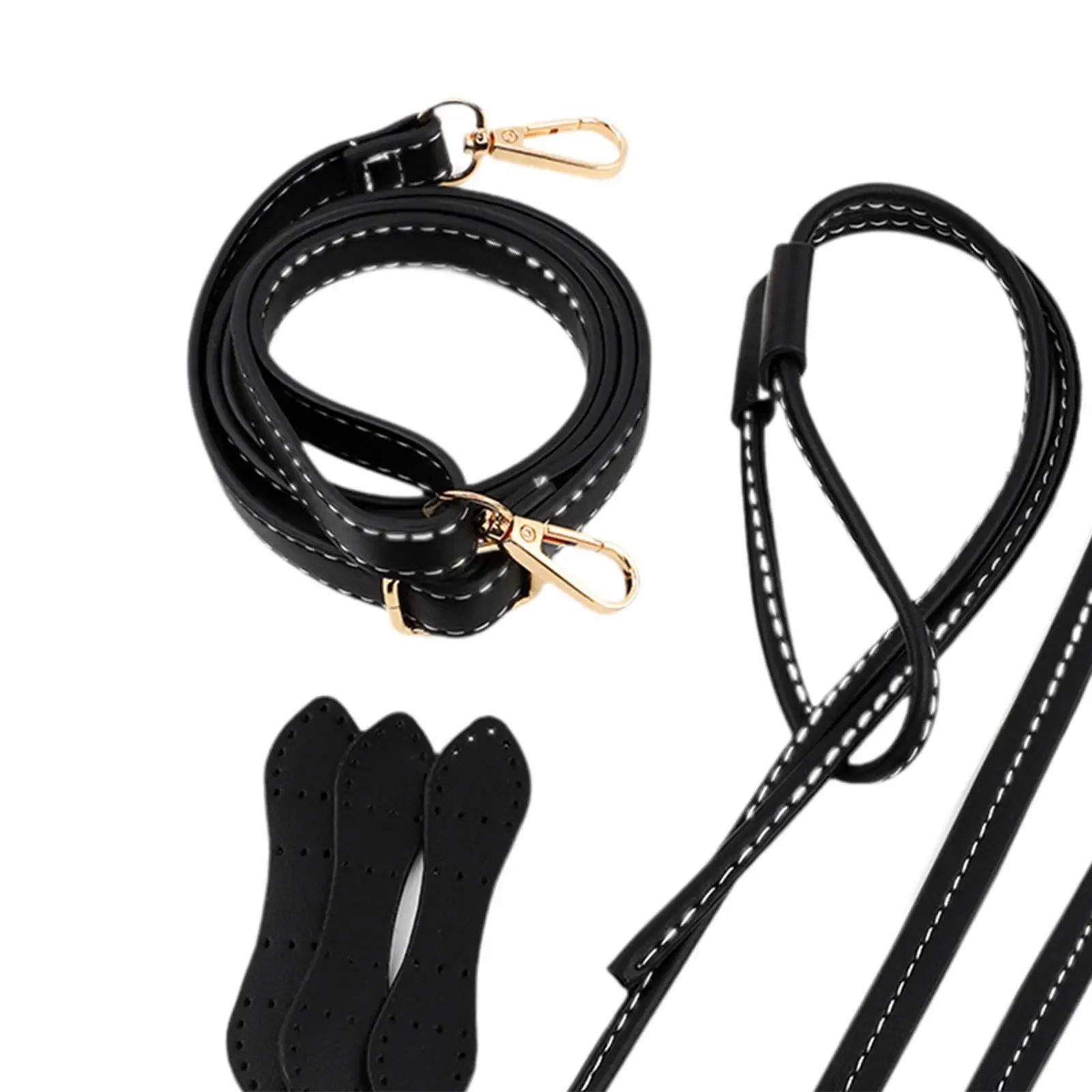 Kit para hacer asas de bolsos hechas a mano con parches de cuero PU, hebillas de anillo en D, correa cruzada y cordón para bolsos de ganchillo y tejido.