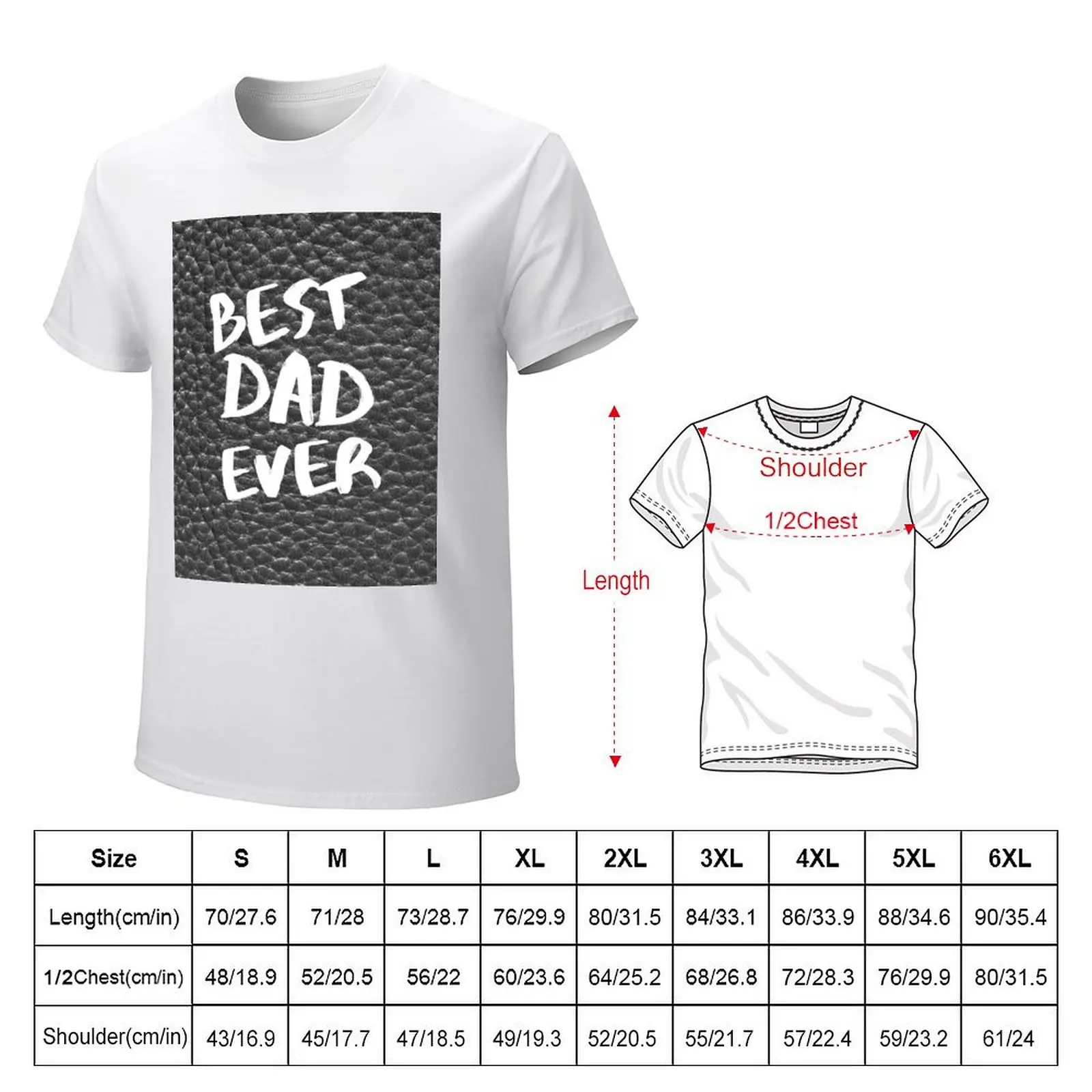 Best Dad Ever on Black Leather Pattern T-Shirt shirts graphic tees oversizeds mens big and tall t shirts