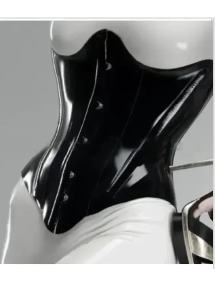 Latex Rubber Corset Adjustable Back Ties Cosplay Bodysuit Accessory 0.4mm S-XXL