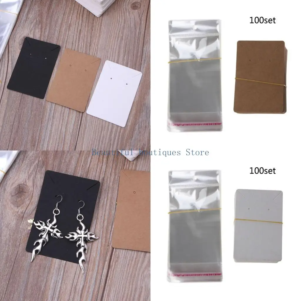 

Карты для демонстрации сережек U4LF, пустые бумажные бирки с адаптером для карт, 100 шт., карточки для демонстрации ювелирных