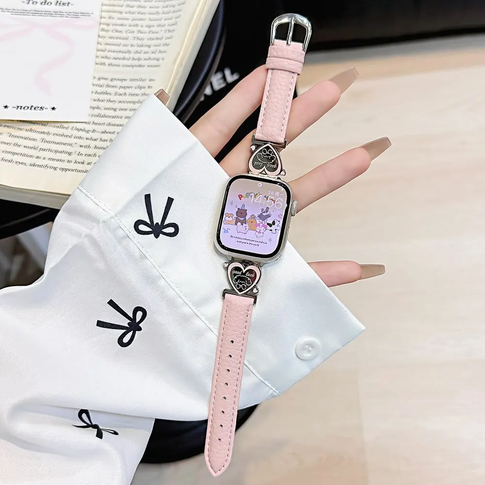 متفوقة رقيقة الجلود الحب الكلب زر حلقة ل سوار ساعة يد آبل النساء سلسلة 10/9/8/7/6/5/4/3/1 SE 38 مللي متر 40 مللي متر 41 مللي متر 42 مللي متر 44 مللي متر 45 مللي متر