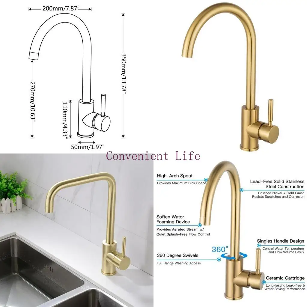 

L1EE Смесители для кухни Смеситель для раковины Поворотный смеситель на 360 градусов с одним держателем