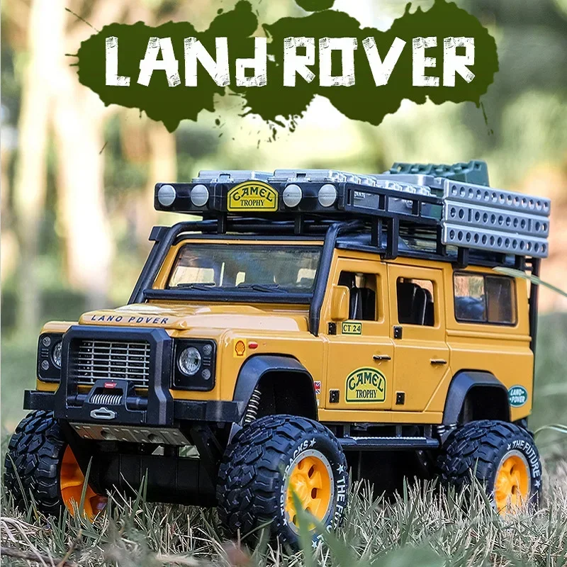 1:28 верблюжий Кубок Land Rover Defender, Модель гоночного автомобиля из сплава, литой и игрушечный Металлический Игрушечный внедорожник, коллекционный подарок