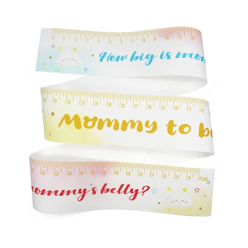 How Big is Mommy's Belly Include Mommy's Belly Sign Measure and 12 Cartoon Bear Sticker Baby-Shower Guessing Gender Game