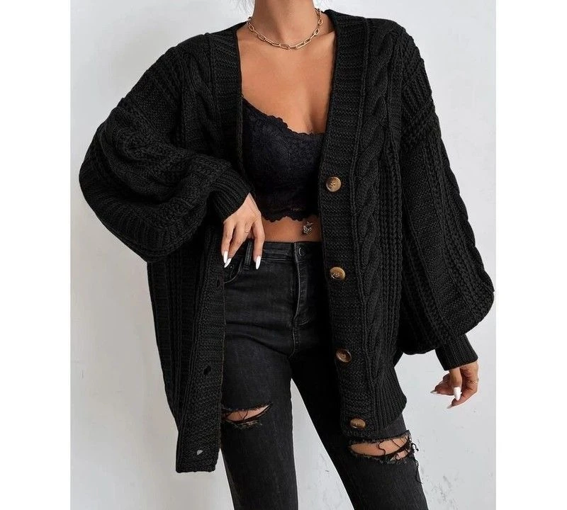 

2025 Knitted Cardigan Autumn and Winter New Vintage Loose Sweater Coat Fried Dough Twists Casual Top