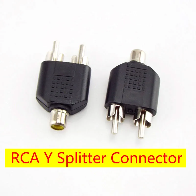 RCA Jack Y Splitter Plug 1 Female to 2 Male Converters For AV Audio Video Plug Adapter AV TV Cable Converter B3