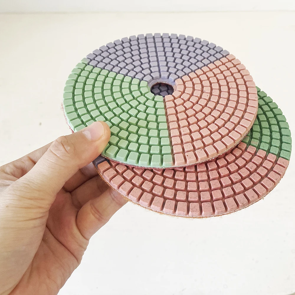 5 Inch 125mm 3 Colors Abrasive Diamond Wet Polishing Pad Grinding Disc For Polishing Stone Marble Granite Quartz Ceramic Tile