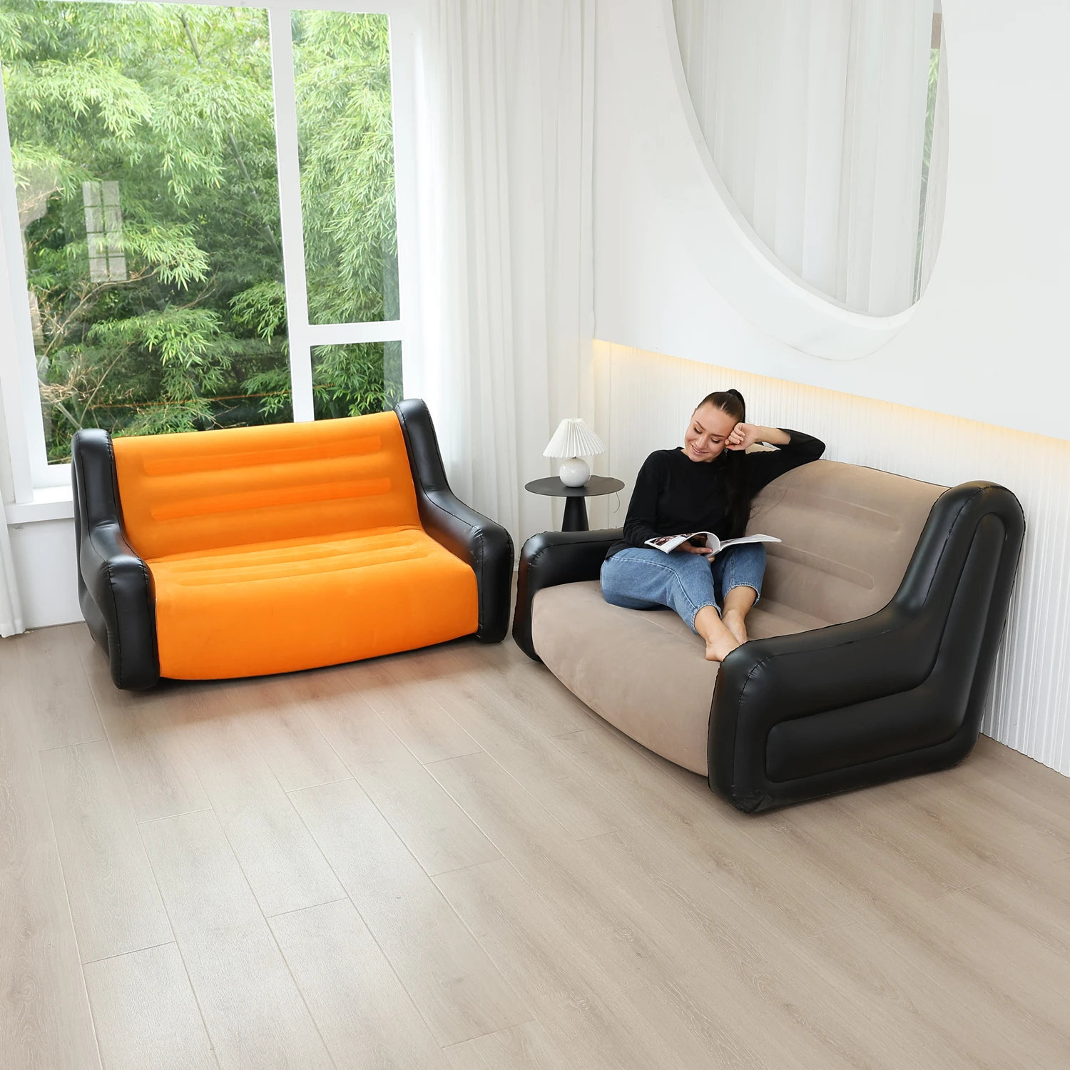 مرتبة هوائية أريكة قابلة للنفخ كرسي مزدوج قابل للنفخ ل قابل للطي تفجير الأريكة المتسكع المحمولة أريكة هوائية خيمة داخلية التخييم