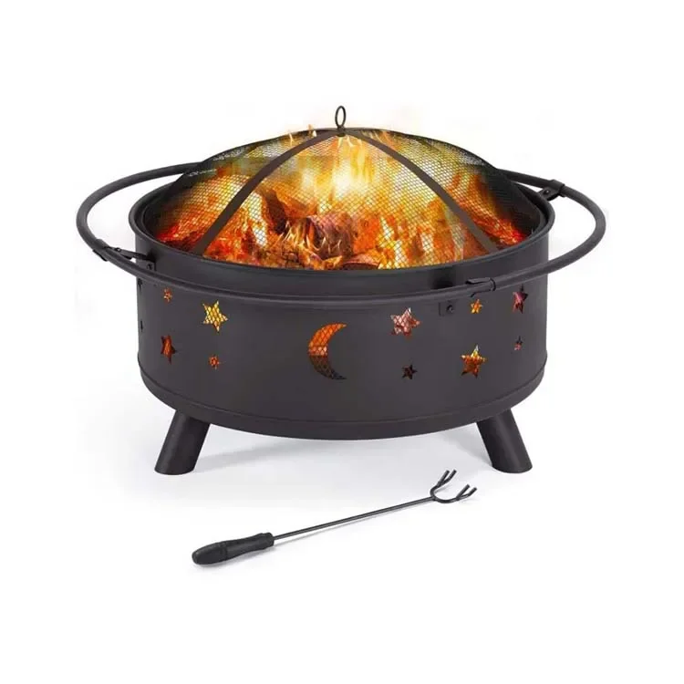 New Look Hot Sale Fire Pit For Outdoors Large Wood Burning With Moon And Stars Perfect For Patio And Backyard Bonfires