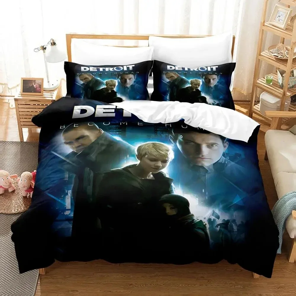 3D Print Game Detroit Become Human Bedding Set Duvet Cover Bed Set Quilt Cover Pillowcase Comforter king Queen Size Boys Adult