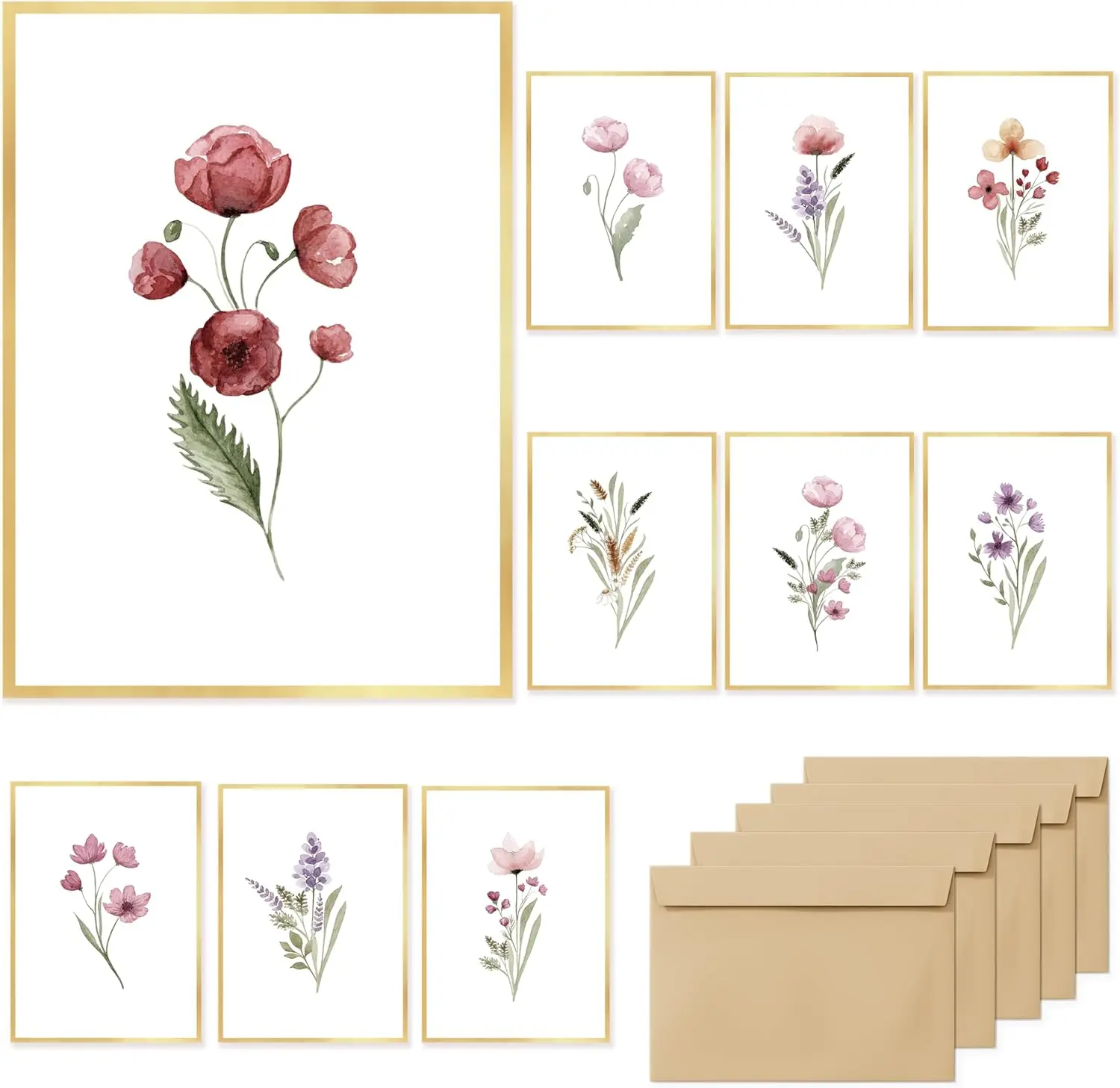 

Cards,Elegant Gold Foil Floral Design Blank Greeting Cards 4x6,20Pack -Blank Greeting Cards,Formal All Occasion Cards,Note Cards