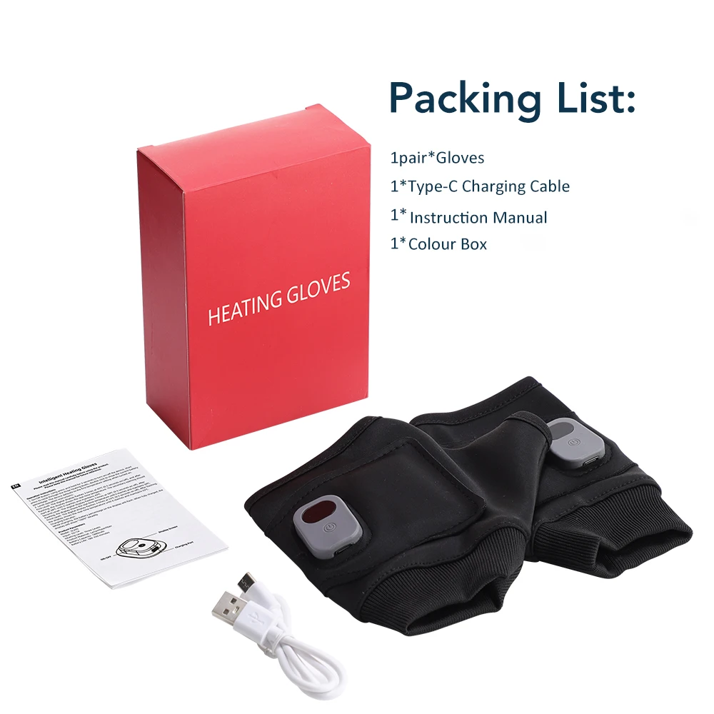 Rechargeable 3 Levels Heating Hand Warmer Thermal Gloves Electric Heated Gloves Winter Warm Outdoor Riding Skiing Mitten