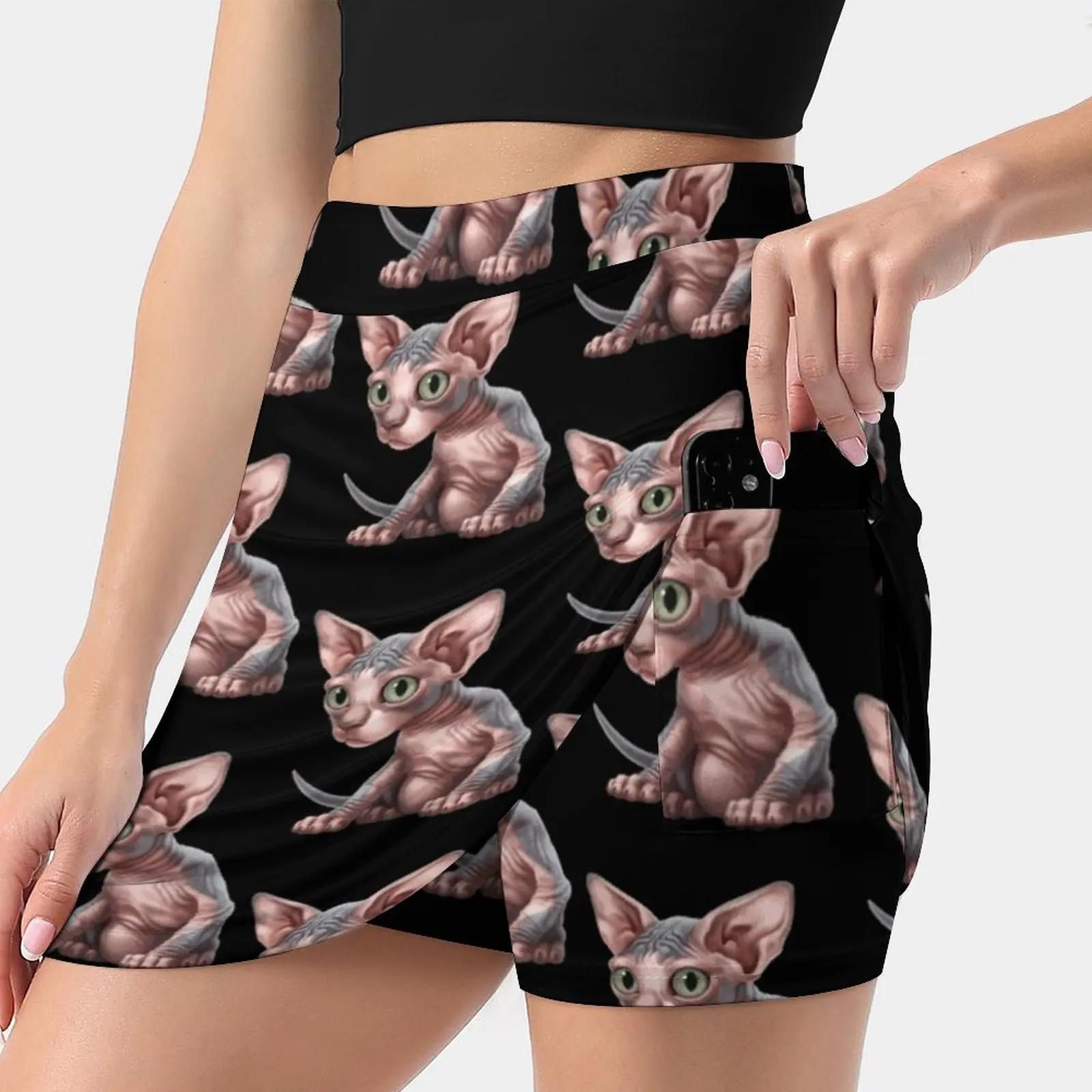 

Cat - A - Clysm : Sphynx Kitten - Classic Women'S Fashion Sporting Skirt With Pockets Tennis Golf Running Skirts Cat Breeds