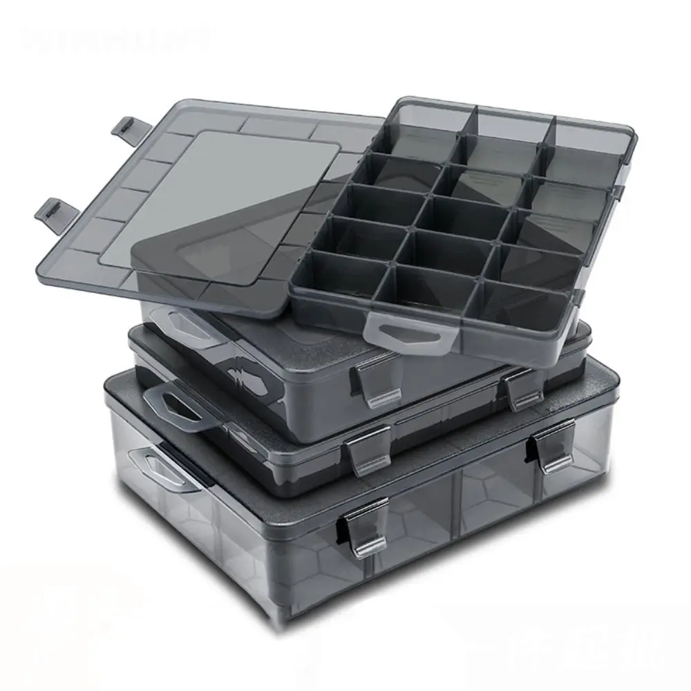 Plastic Tool Storage Box Transparent 9-24 Grids Parts Box Adjustable Jewelry Bead Screw Tool Holder Case Parts Compartment Box