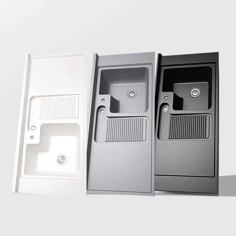 Washing machine countertop with rubbing board single basin double launching basin artificial quartz stone support corner