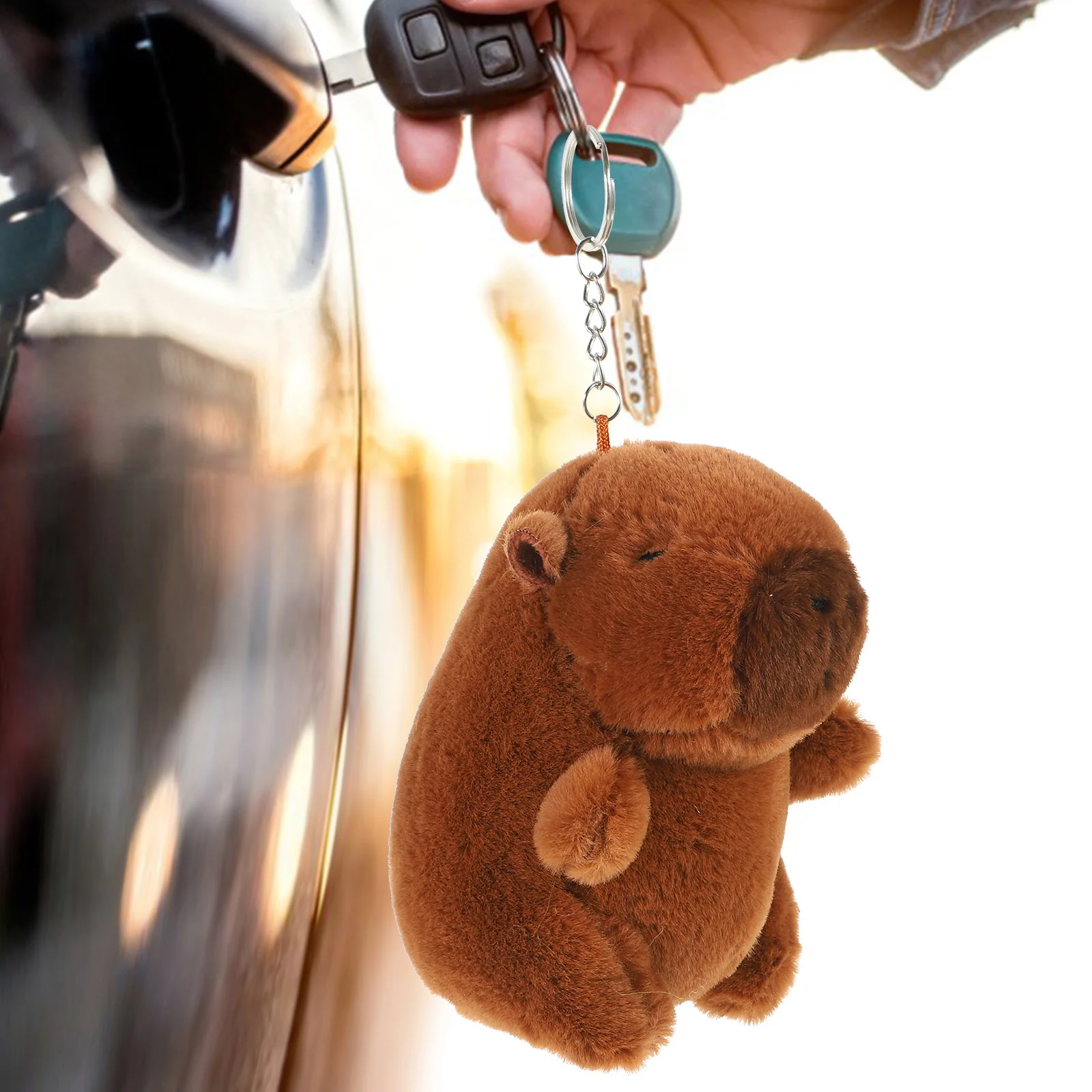 Capybara Keychain Backpack Pendant Charm Schoolbag Plush Pendants Charms Stuffed Toy Ring