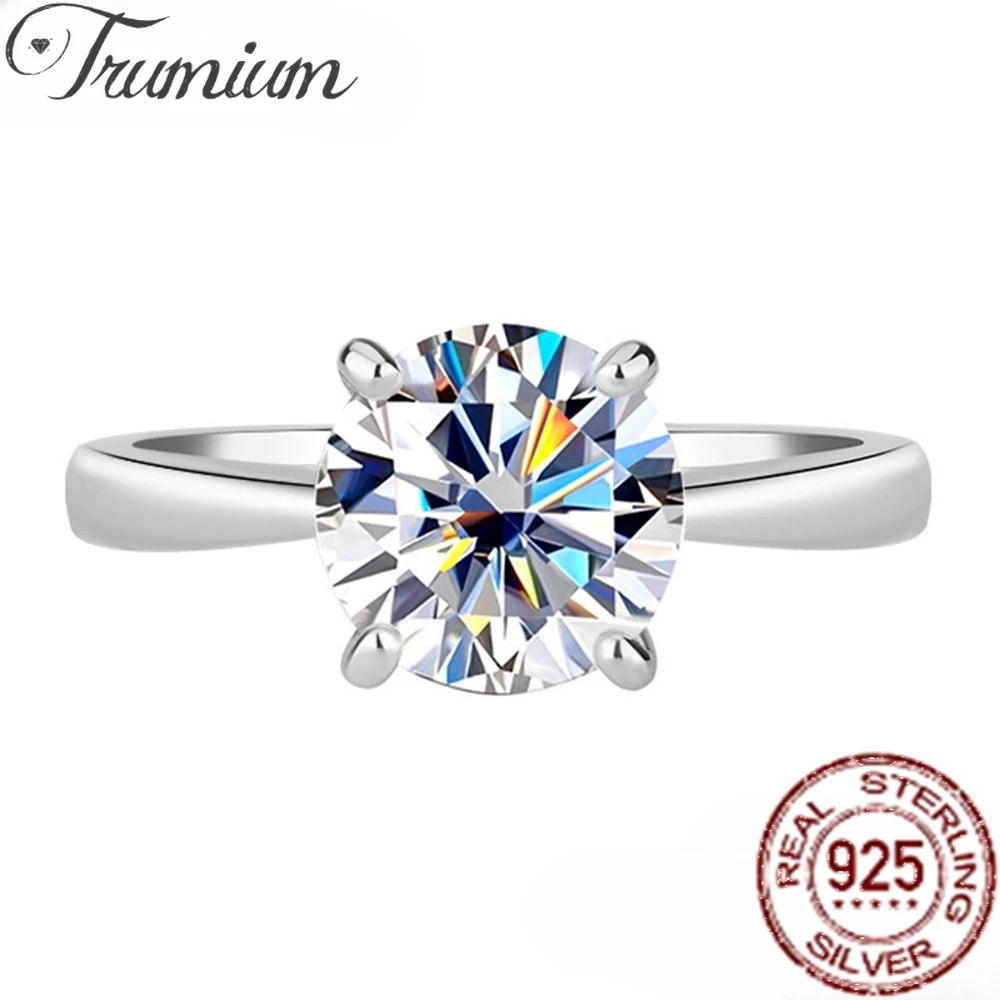 

Кольца Trumium GRA 2CT с настоящими бриллиантами из муассанита для женщин, обручальные и свадебные кольца из стерлингового серебра 925 пробы, великолепные ювелирные изделия