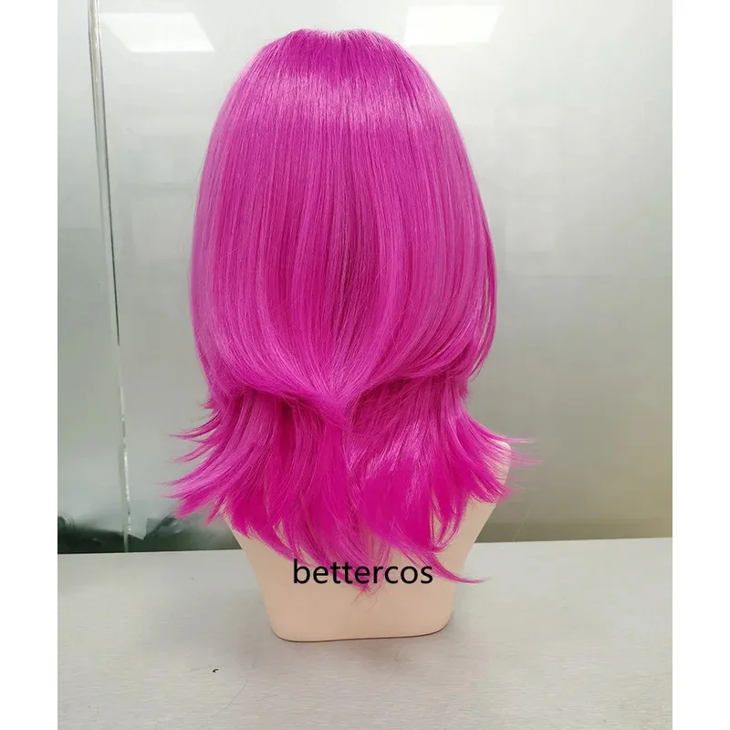 Pelucas de Cosplay Danganronpa V3 Kazuichi Souda, peluca de pelo sintético corto rosa impactante resistente al calor + gorro de peluca