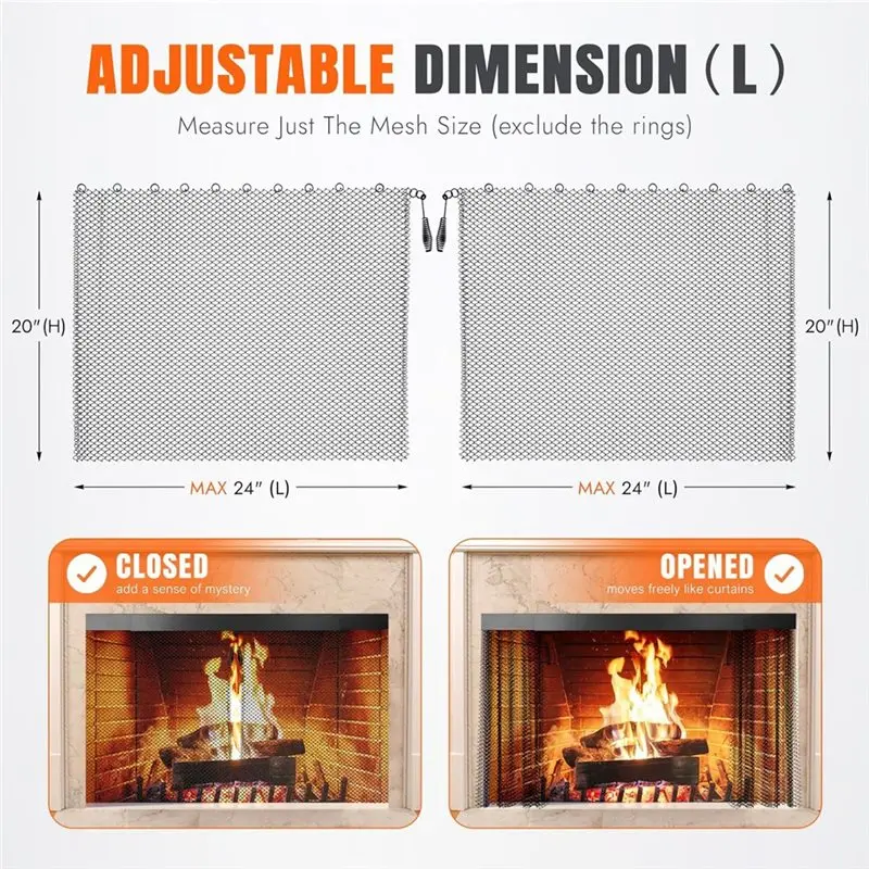 24 ساعة التسليم الموقد شاشة شبكة الستار 2 قطعة-20 "X 24" لحرق الخشب موقد النار شرارة الحرس سلسلة