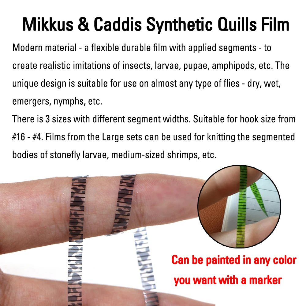 ICERIO 2.5mm 3mm 4mm Mikkus & Caddis Synthetic Quills Film Elastic Fly Tying Body Wrapping Tape for Stonefly Nymphs Shrimps