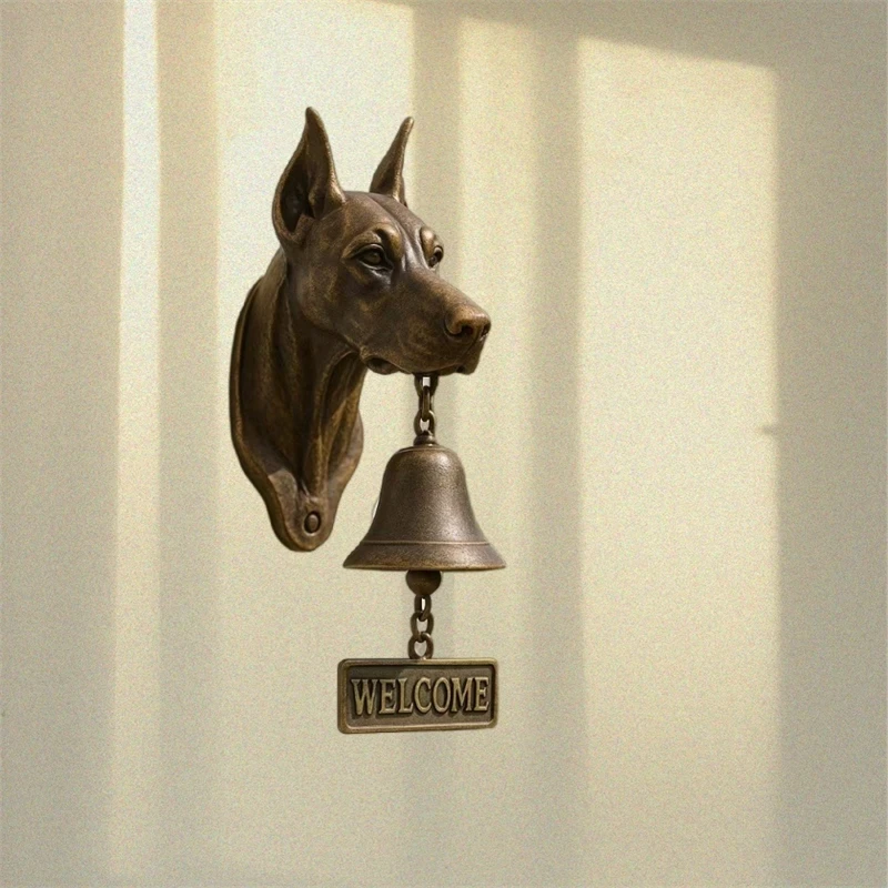 Dog Doorbell Witch Bell Resin Ornament Home Garden Decor French Bulldog Statue Pet Owner Gift Halloween Porch Table Display