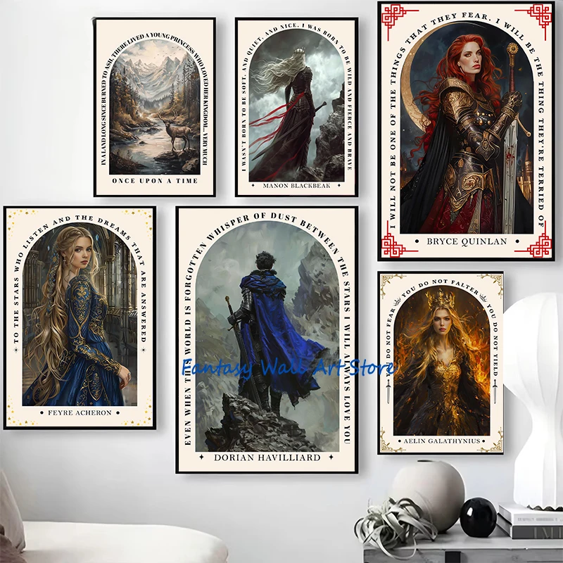 Aelin Throne of Glass Fantasy Book Art Charachers Aelin Fireheart Queen of Terrasen Poster Canvas Painting Wall Pictures Decor