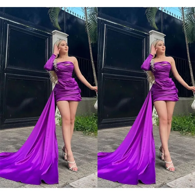 Sexy Purple Sheath Prom Dresses for Black Women  One Shoulder Formal Occasion Evening Birthday Club Party Pageant Gowns