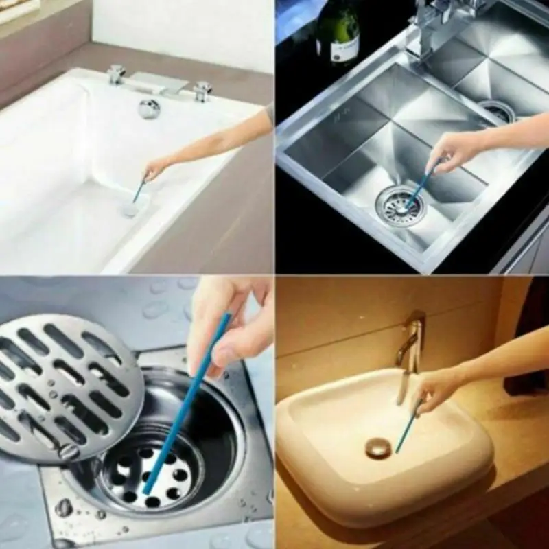 14pcs/set Sink Sewer Cleaning Oil Decontamination Toilet Bathtub Pipe Cleaning Sticks Sewer Drain Cleaner Kitchen Accessories