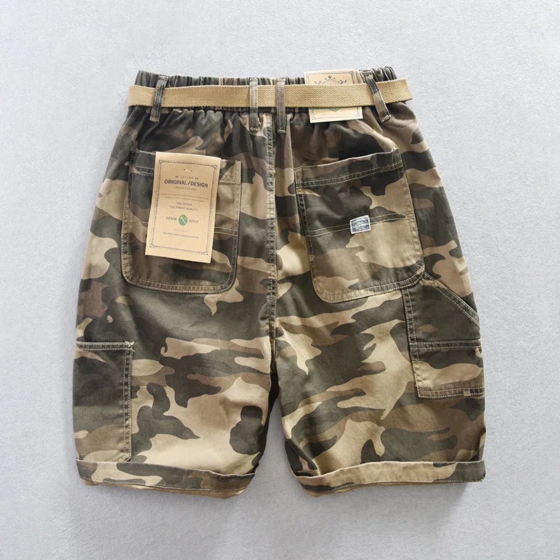 T124 Summer Fashion Men Style Camouflage Print Multi Pocket Cargo Shorts Outdoor Camping Casual pantaloni larghi a mezza lunghezza