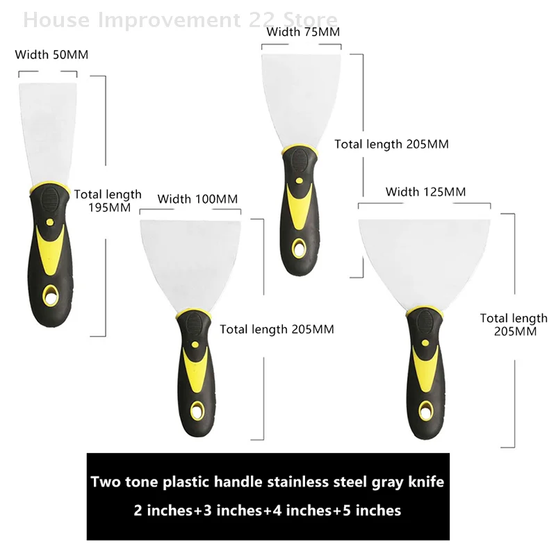 2/3/4/5 Inch Stainless Steel Putty Knife Scraper Shovel Paint Tools Construction Tools Household Industrial Cleaning
