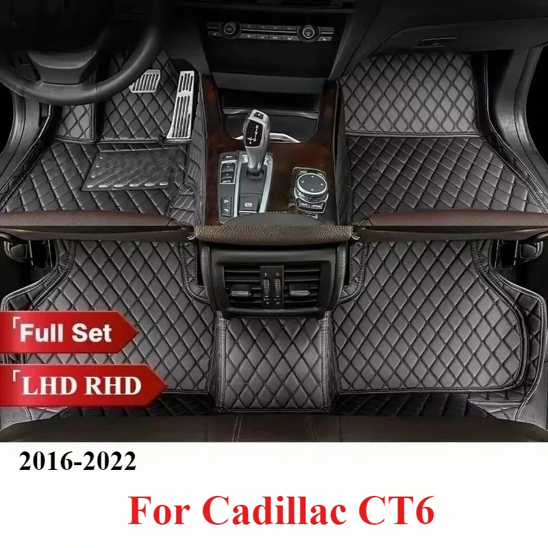 

For Cadillac CT6 2016-2022 17 18 19 20 21 Double Layer Car Floor Mats Custom Auto Foot Pads Carpet Cover Interior Accessories