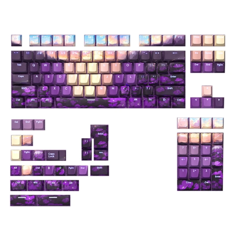 108/135 Keys PBT Dye Sublimation Keycaps Valley Front Print Backlit Through Keycaps for MX Keyboard