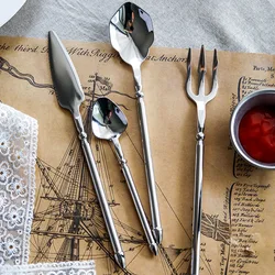 1Set 304 Stainless Steel Steak Knife Western Food Cutlery Thickened Commercial Set Table Knife Dessert Spoon