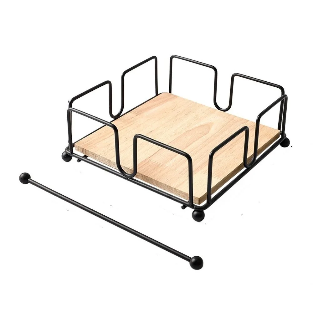 

Квадратный держатель для салфеток с деревянным основанием, многоразовый диспенсер для плоских салфеток, современный винтажный органайзер для бумажных салфеток в скандинавском стиле