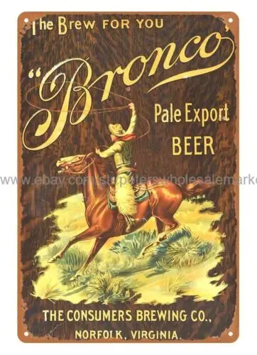 Bronco pale export beer metal tin sign kitchen wall hanging decor