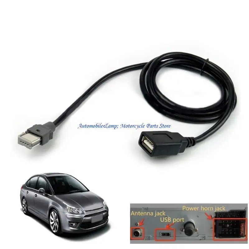 H7BD Universal Stereo 4 Pin USB Extension Connector Cable Adapter for 307 408 B50 RD9