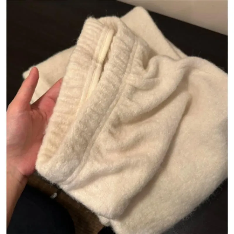 

Женские широкие брюки, шерстяные корейские повседневные свободные прямые брюки в стиле ретро, осенне-зимние модные универсальные спортивные штаны