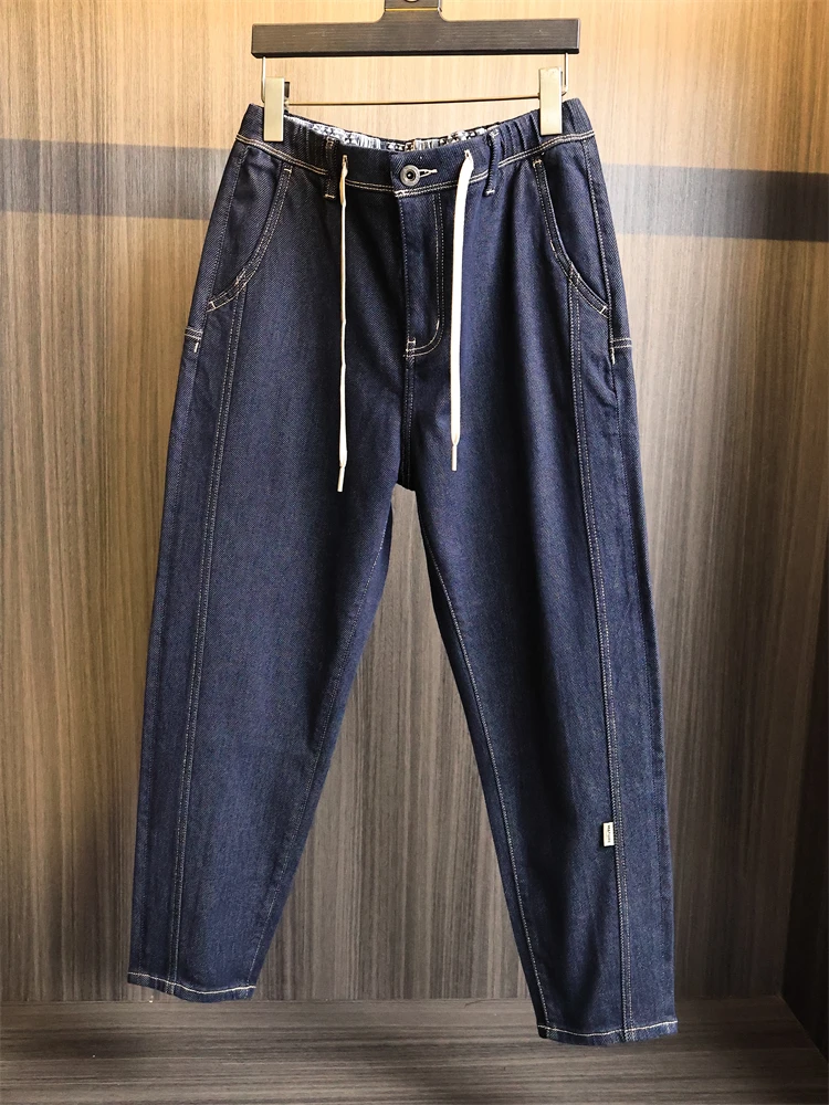 

Повседневные свободные мужские джинсы с прямыми штанинами, модная осенняя одежда, удобная дышащая смесь хлопка и полиэстера, микроэластичная