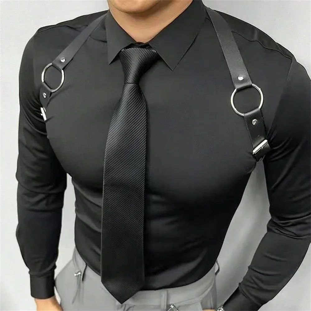 

Vintage Leather Vest Strap Braces Suspender Men Harness Punk Chest Shoulder Belt Strap Apparel Accessories Strap Men's Belt