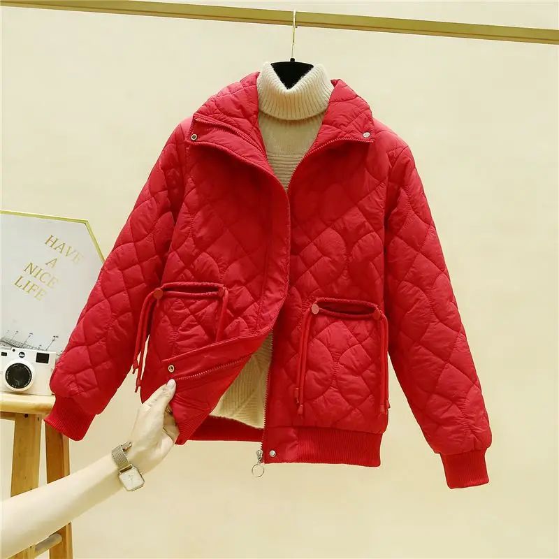 

Autumn Winter Quilted Jacket Women Clothing Trends Warm Lightweight Puffer Jacket Parkas Long Sleeve Pockets Windproof Coat New