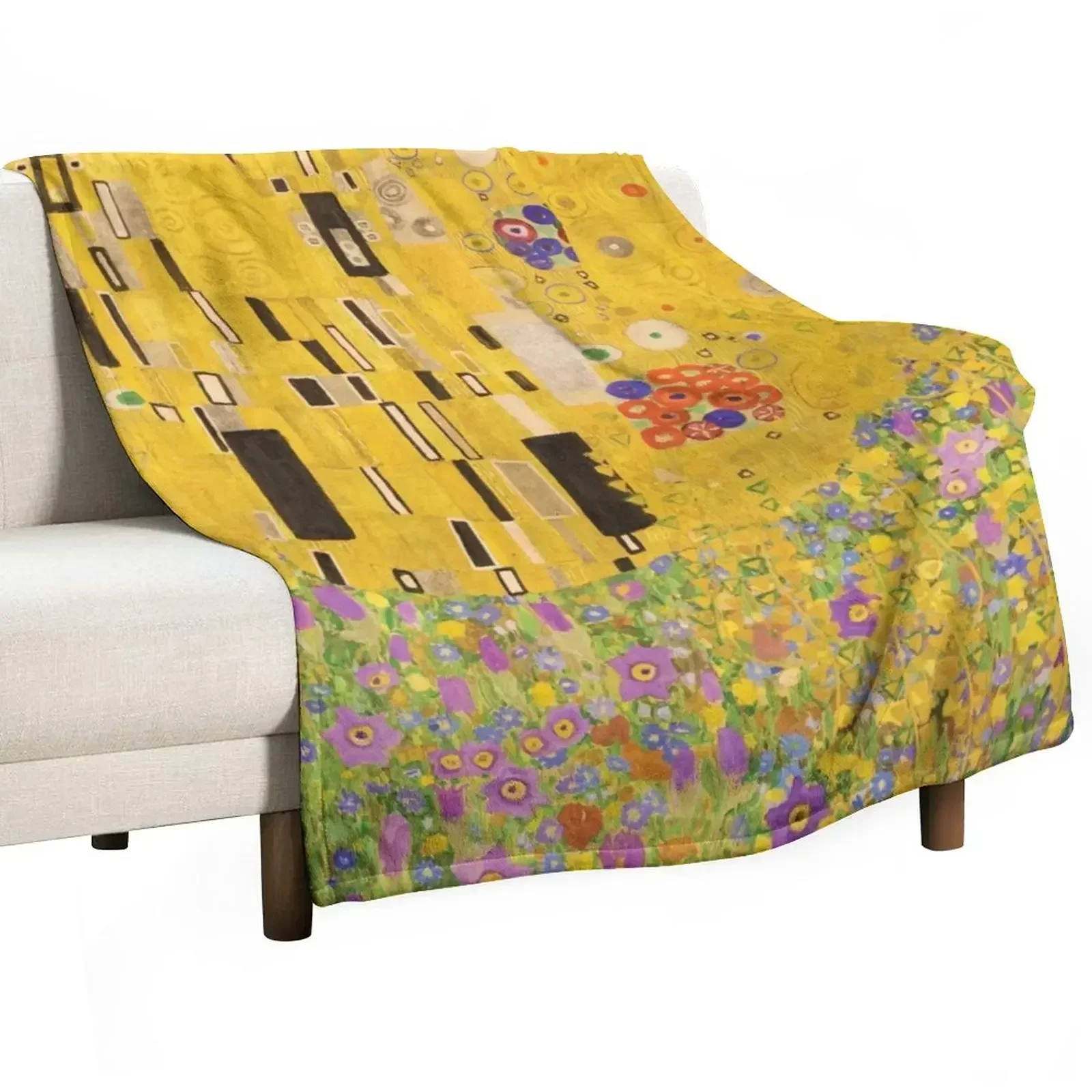 Gustav Klimt - The Kiss Flowers Throw Blanket Plaid on the sofa for babies christmas gifts decorative Blankets