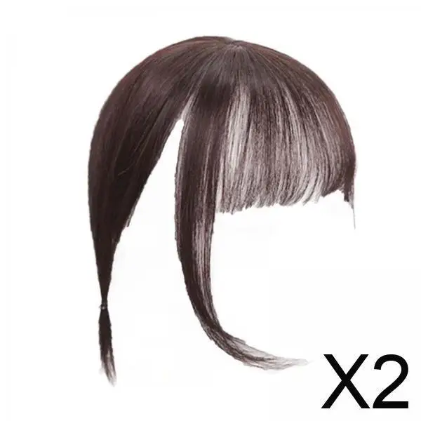 

2x Invisible Clip in Bangs Hairpiece for Daily And Party Use