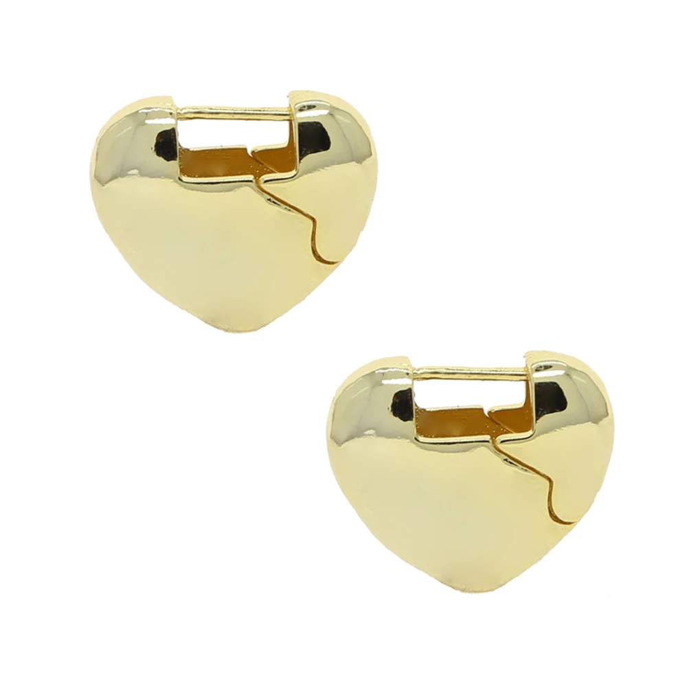 2025 Wholesale European High Polish Silver Gold Color Heart Shaped Hoop Earring Women Girl Classic Geometric Fashion Jewelry