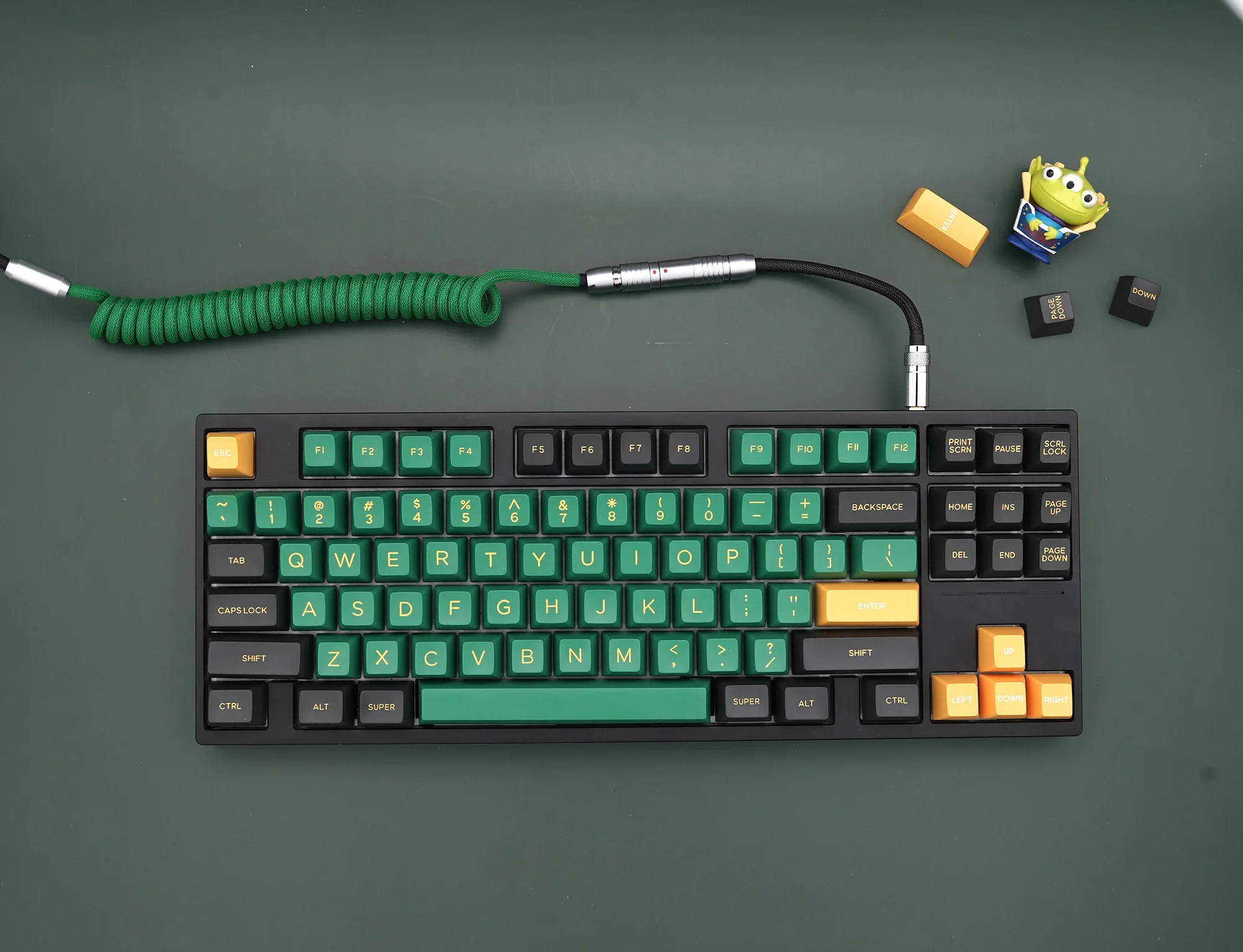 GeekCable Customized Computer Mechanical Keyboard Data Cable GMK Theme SP Key Cap line Grass green + black