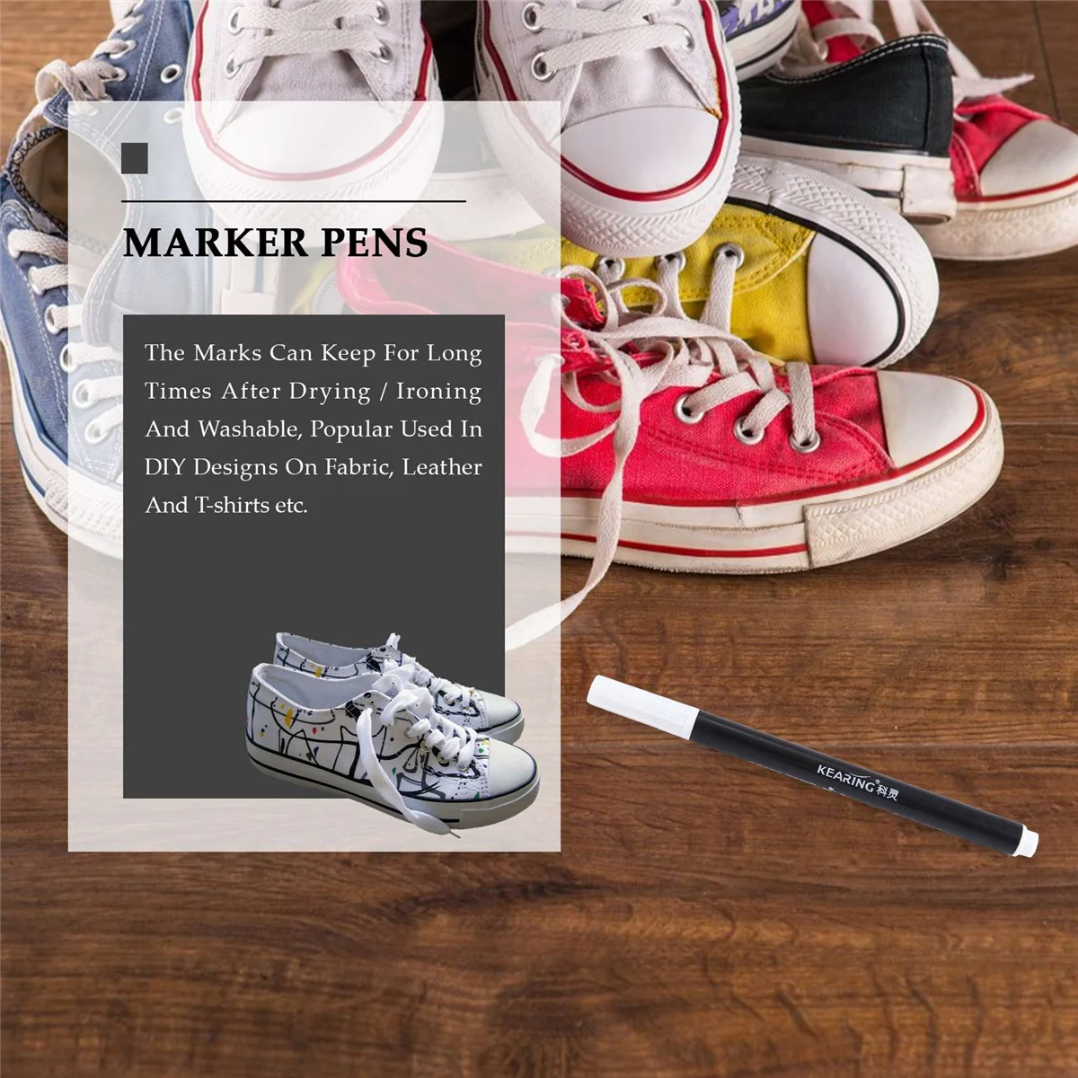 AAAE 1 x 패브릭 마커 펜 DIY 섬유 의류 티셔츠 신발 화이트 용 영구 색상