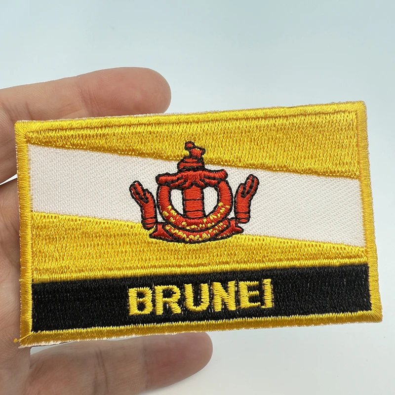 8*5cm Brunei Rectangle Shape Iron-on Saw on Flag Patch Embroidered Saw on Badges Patches for Clothing