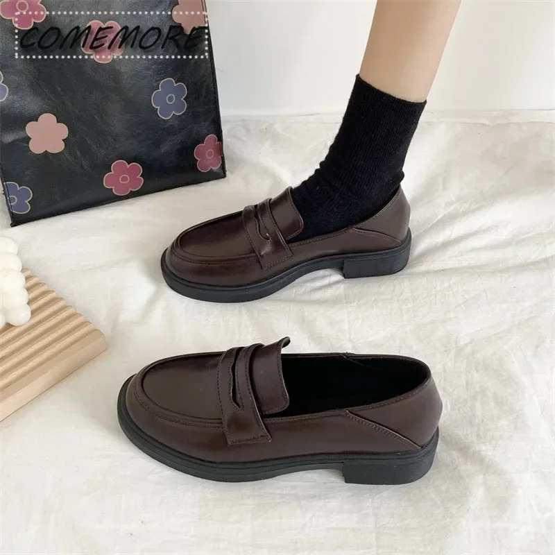 Loafers Womens Lolita Mary Jane Shoes Girls Japanese School Jk Uniform Harajuku Shoes College Gothic Quality Casual for Woman PU