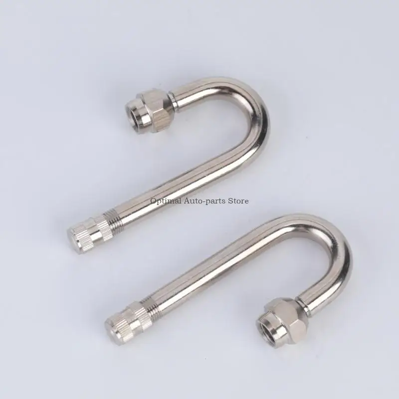 Angled Valves Stem Extender, U-Shaped Motorcycle Tire Stem Extensions with Threaded Ends and Knurled Grips for Inflation and