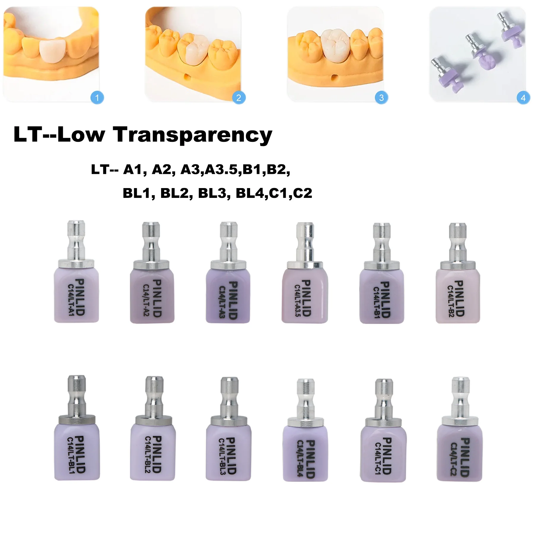 

C14 LT Dental Ceramic Block Low Transparency Lithium Disilicate Series for CAD/CAM Milling Crown & Bridge Dental Lab Material