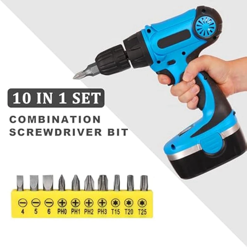 17個のフレキシブルドリルビットエクステンション、3個の回転可能なソケットアダプター、3個の直角ドリルアタッチメント、10個のドライバービット